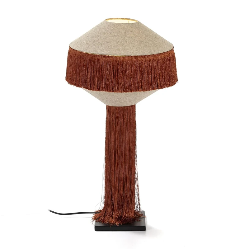 SOBREMESA LAMP 30X30X62 Metal Black/LINO Natural/OCRE Canvas