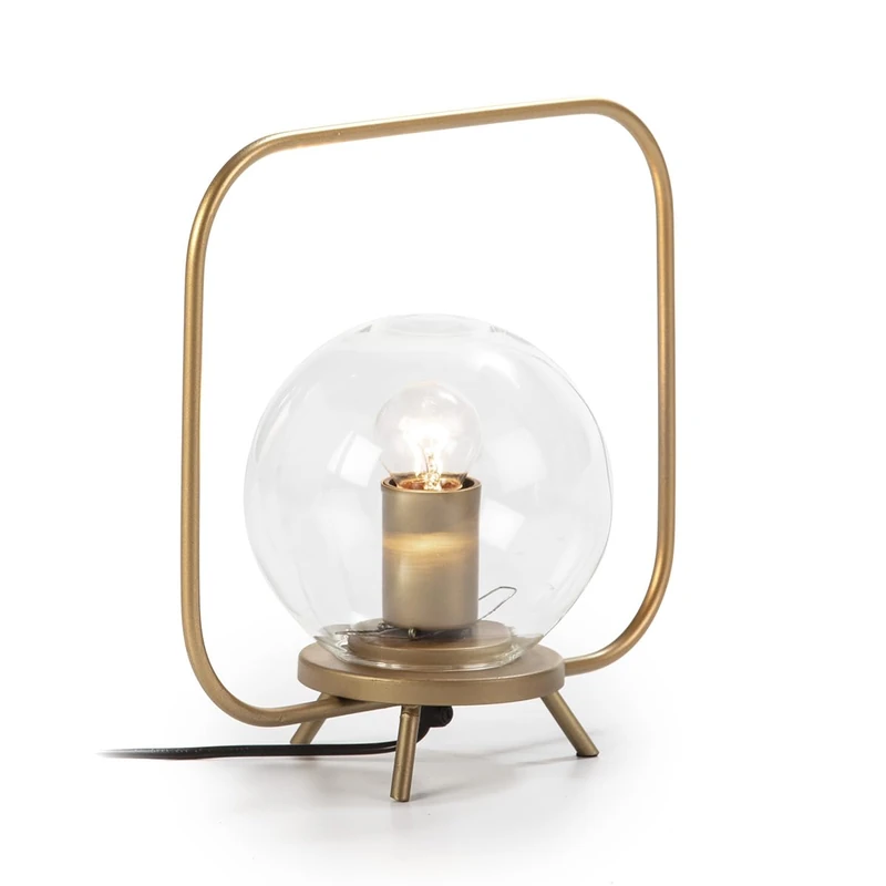 AlexandreHouse LAMPARA SOBREMESA 22X22X43 Crystal/Metal Dorado SIN BOMBILLA - Image 1