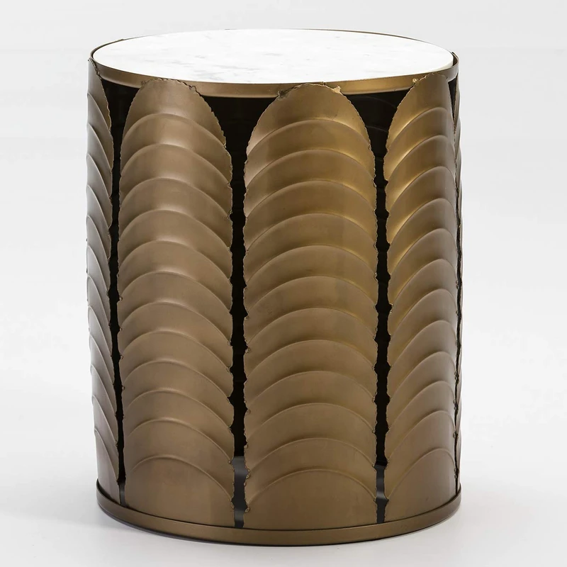 Mesa Auxiliar 41 x 41 x 51 cm Marble Black/Metal Dorado