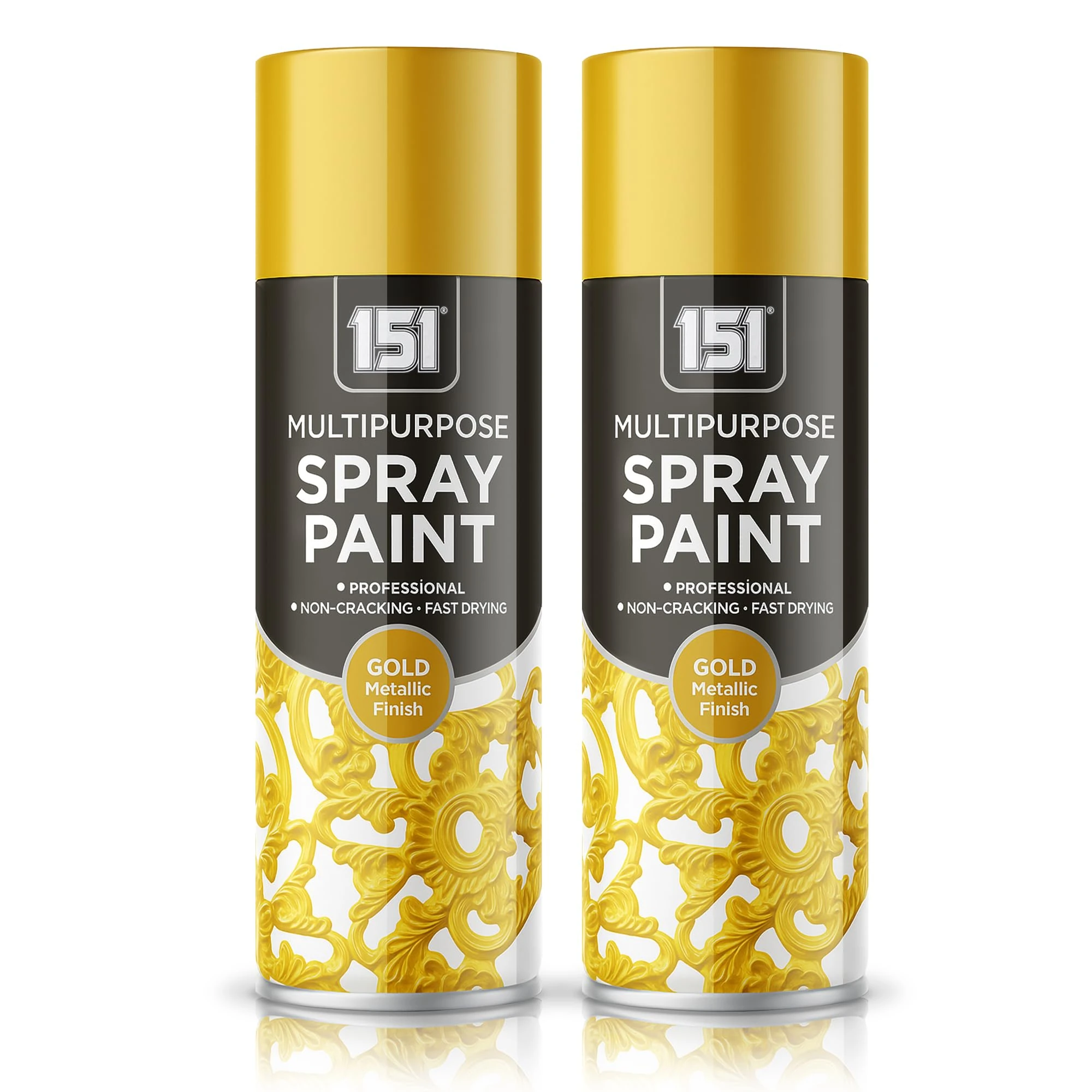 FERRIS | Metallic Gold Spray Paint (2 x 400ml) | Premium Gold Spray Paint for Metal, Wood, Plastic, Ceramics & Ornaments | Multi-Purpose Interior & Exterior Use | Fast Drying, Easy to Apply