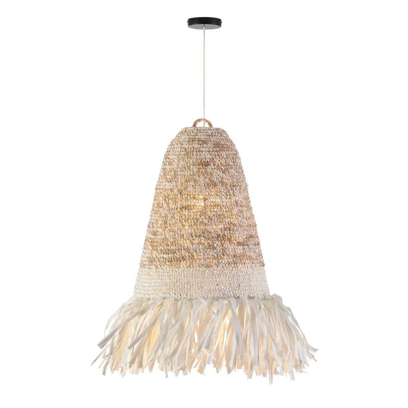 Techo Lamp 53 x 53 x 95/295 Sisal Natural/Borlas de Raffia Blanco