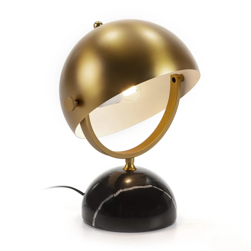AlexandreHouse SOBREMESA LAMP 28X28X38 MARMOL Black/Metal Dorado