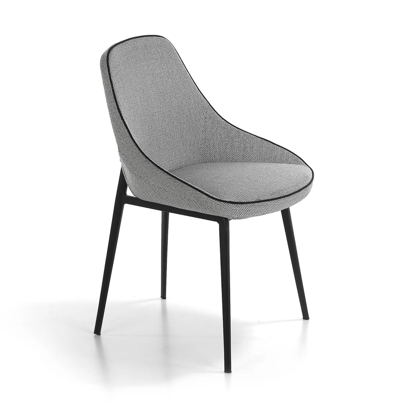 AlexandreHouse Silla comedor tapizada en tela con ribetes s. Estructura de patas en acero pintado en epoxi color