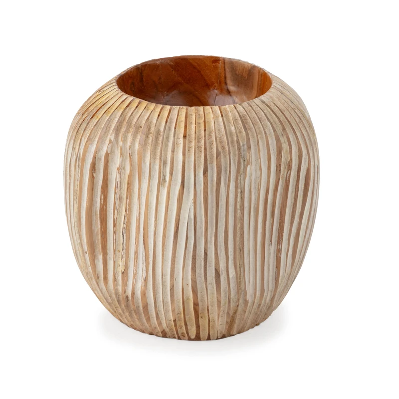 AlexandreHouse Bowl 25 x 25 x 20 cm Madera Teca/Natural/White Lavender - Image 1