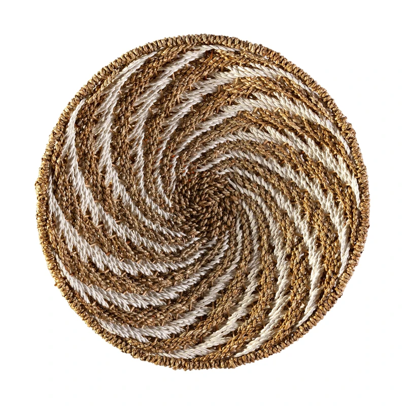Decorative Plato 50 x 50 x 2 cm Natural/White Marine - Image 1