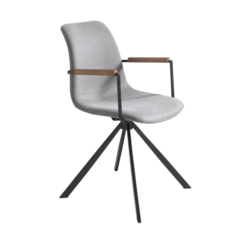 AlexandreHouse Sulla giratoria tapizada en tela con patas de maple y reposabrazos en mader nogal