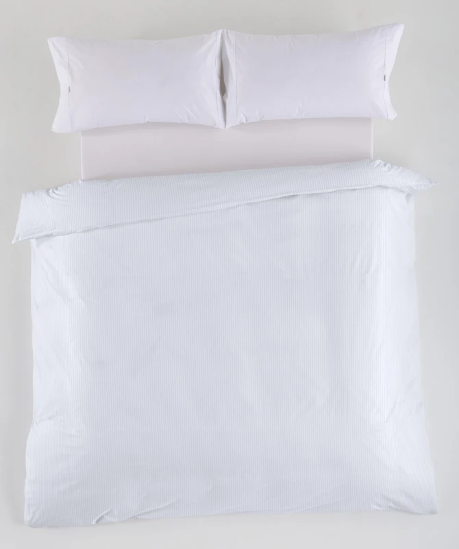 AlexandreHouse Funda Nordica de satén listado colour white Cama de 150/160 (1 piece) - 100% cotton - 300 hilos. Gramage: 118
