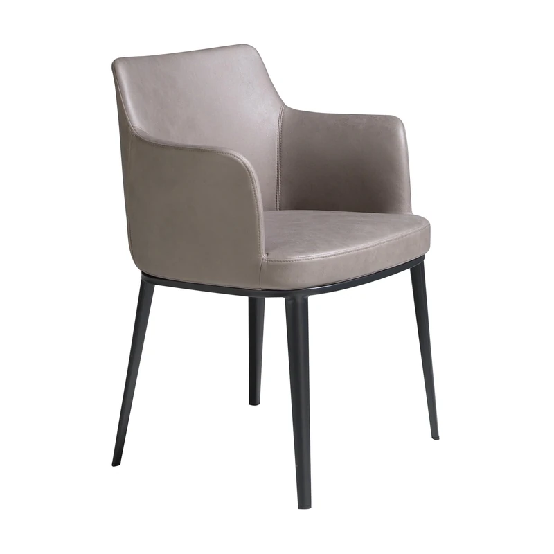 AlexandreHouse Silla comedor tapizada en tela colour visón y estructura de patas en acero macizo pintado en colore