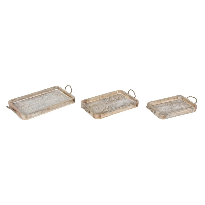 Bandeja Set of 3 Mango Cuerda 53 x 35 x 4.5 cm Natural - Image 1