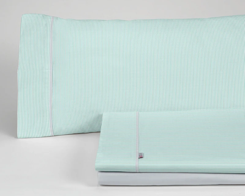 AlexandreHouse Cotton Fabric Aqua Colour Cama de 180 (4 pieces) - 100% Cotton - 200 Hilos. Gramage: 125