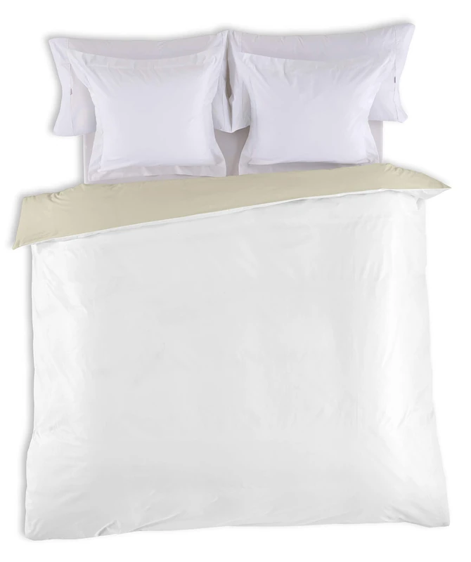 Funda Nordica Reversible Bicolor Blancopiedra - Cama de 105 (1 piece) - 100% Cotton - 144 Hilos. Gramage: 115