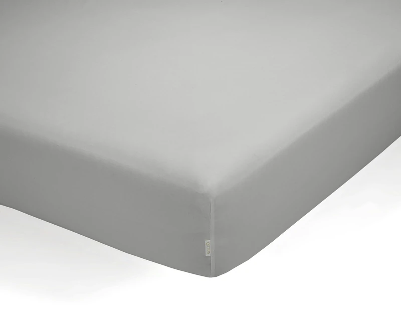 Sábana Bajera Ajustable de Algodón Orgánico Color Pearl. Cama de 90 cm