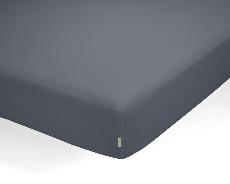 Sábana Bajera Ajustable de algodón orgánico color ceniza. Cama de 135/140 cm