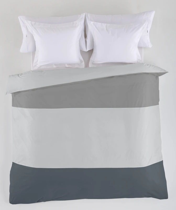 AlexandreHouse Funda Nordica Tricolour Plomoperla-Grey - Cama de 180/200 (1 Piece) - 50% Cotton / 50% Polyester - 144 Hilos. Gramage: 115 - Image 1