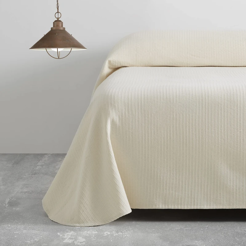 AlexandreHouse Colcha/Cubrecama de algodón reciclado Bali colour Crema para cama de 150 cm
