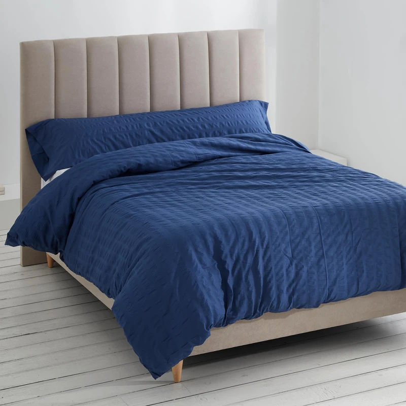 Dúo de funda nórdica Amán Color azulón - Cama de 105 cm. - Estilo seersucker