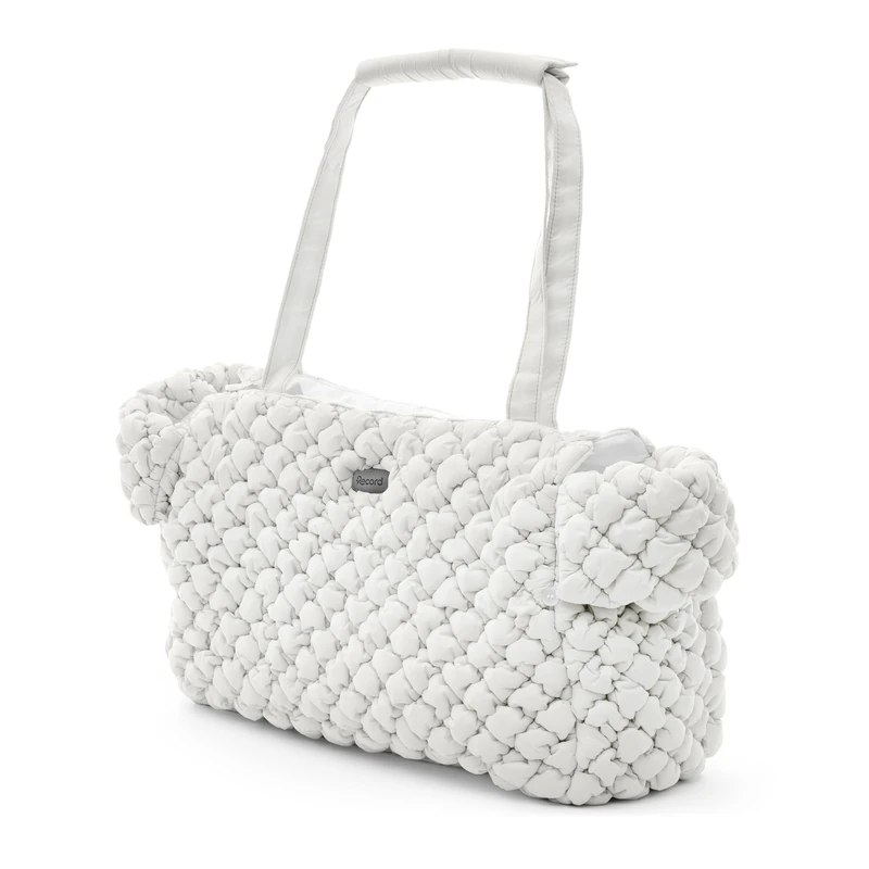 Record - Cloud Bag for Dogs and Cats with Embossed Look | Dog Transport Box with Padded Carry Handle for Comfort and Removable Base | White, 37 x 19 x 26 cm - Image 1