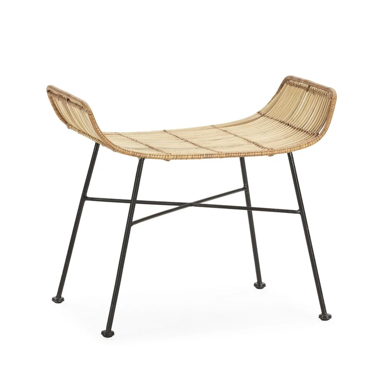 AlexandreHouse TABURETE 61X41X52 METAL BLACK/MIMBRE NATURAL