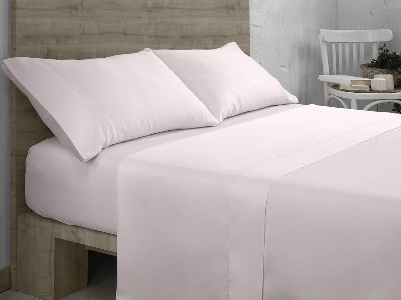 AlexandreHouse Juego de sábanas de algodón orgánico colour pink. Acabado en vainica. Cama de 200 cm. 4 pieces - Image 1