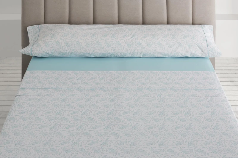 AlexandreHouse Juego de sábanas Lara colour aqua. Cama de 160 cm. 4 pieces - Image 1