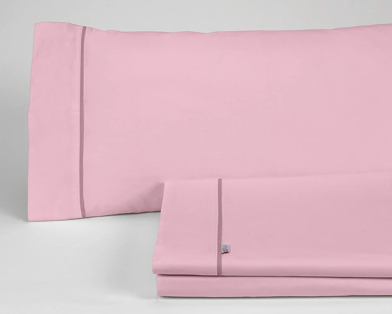 AlexandreHouse Juego de sábanas liso colour pink Cama de 150 (3 pieces) -50% cotton / 50% polyester - 144 hilos. Gramage: 115