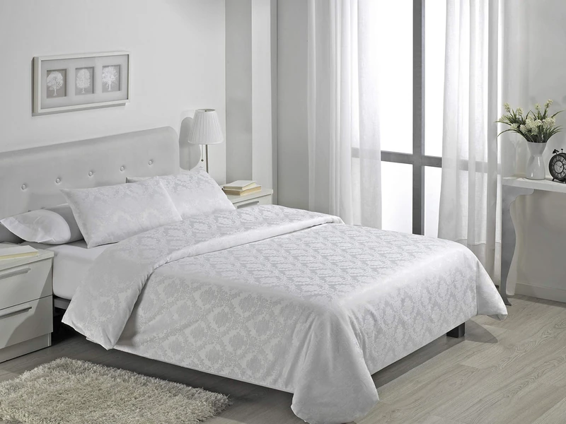 AlexandreHouse Juego de FUNDA NORDICA + 2 COJIDO COJIN WHITE 150 CAMA DE 150 (5 PIECES) - Jacquard Tejido - 50% Cotton / 50% Polyester Gramage: 115