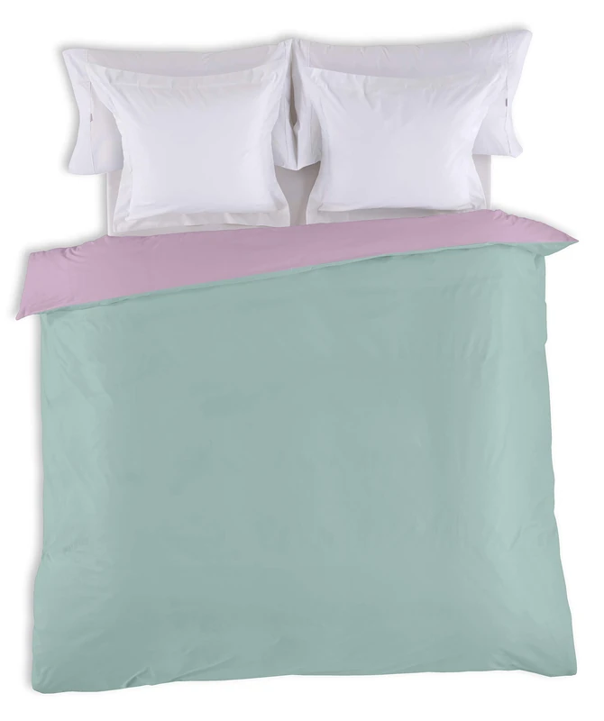 Funda Nordica Reversible Bicolor Aquamalva – Cama de 180/200 (1 Piece) – 100% Cotton – 144 Hilos. Gramage: 115