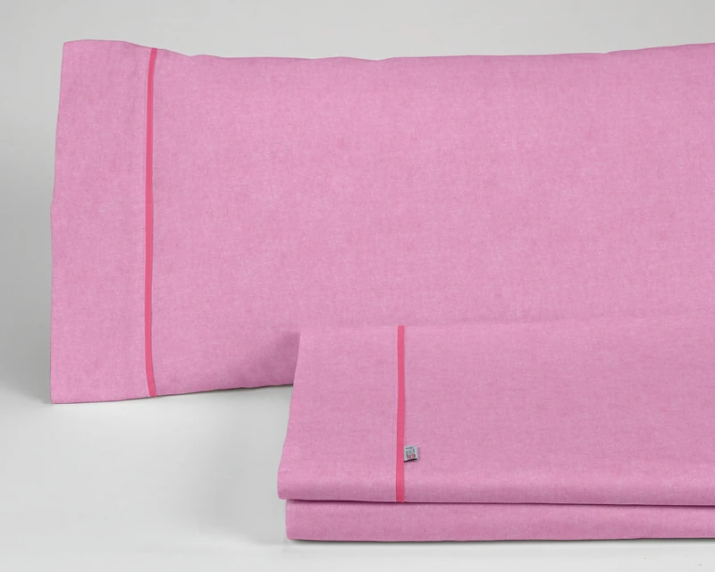 AlexandreHouse Juego De Sanas Series Alba Colour Chicle Cama de 135/140 (3 pieces) - 50% Cotton / 50% Polyester - 144 Hilos