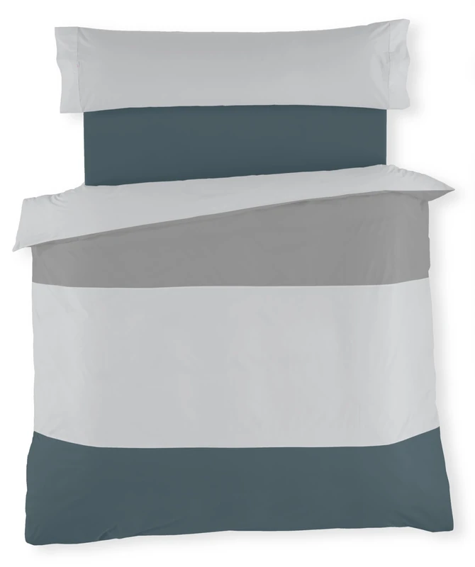 AlexandreHouse Dúo de funda nórdica tricolor Plomo-Perla-Gris - Cama de 150 (2 alm) cm.