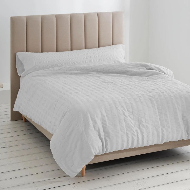 Dúo de funda nórdica Amán Color blanco - Cama de 135/140 cm. - Estilo seersucker - Image 1