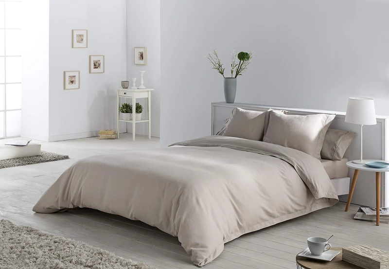 AlexandreHouse NORDIC COUNDA + 2 pieces of cotton wool with 2 pieces of fabric colour piedra Cama de 135/140 (5 pieces) - Jacquard Tejido - 50% Cotton / 50% Polyester Gramage: 115
