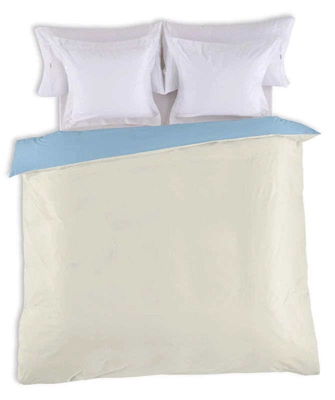 AlexandreHouse Funda Nordica Reversible Bicolour Cream Blue – Cama de 135/140 (1 Piece) – 100% Cotton – 144 Hilos. Gramage: 115