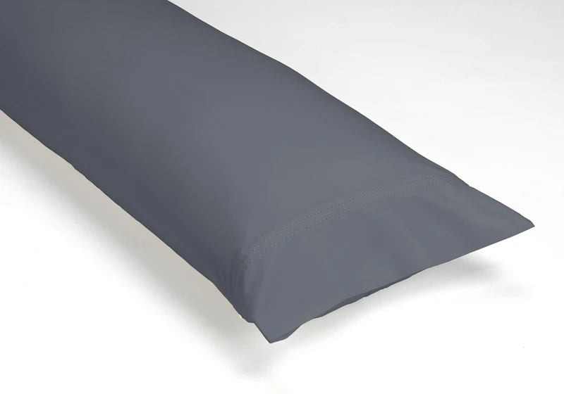 Pack of 2 fundas de almohada de algodón orgánico color ceniza. Acabado en doble pespunte. - Image 1