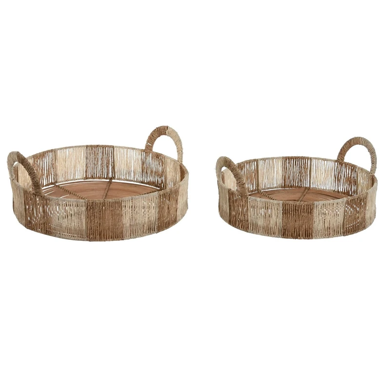 Bandeja Set of 2 Yute Ratan 41 x 41 x 17 cm Natural
