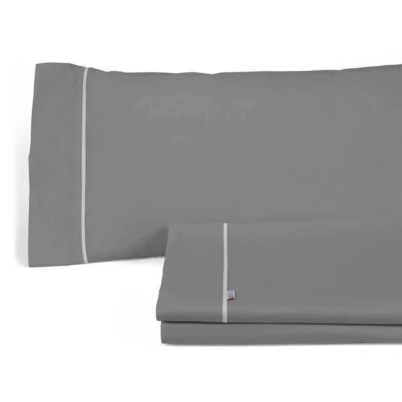 AlexandreHouse Juego de sábanas liso colour titanium. Cama de 150 cm. 3 pieces
