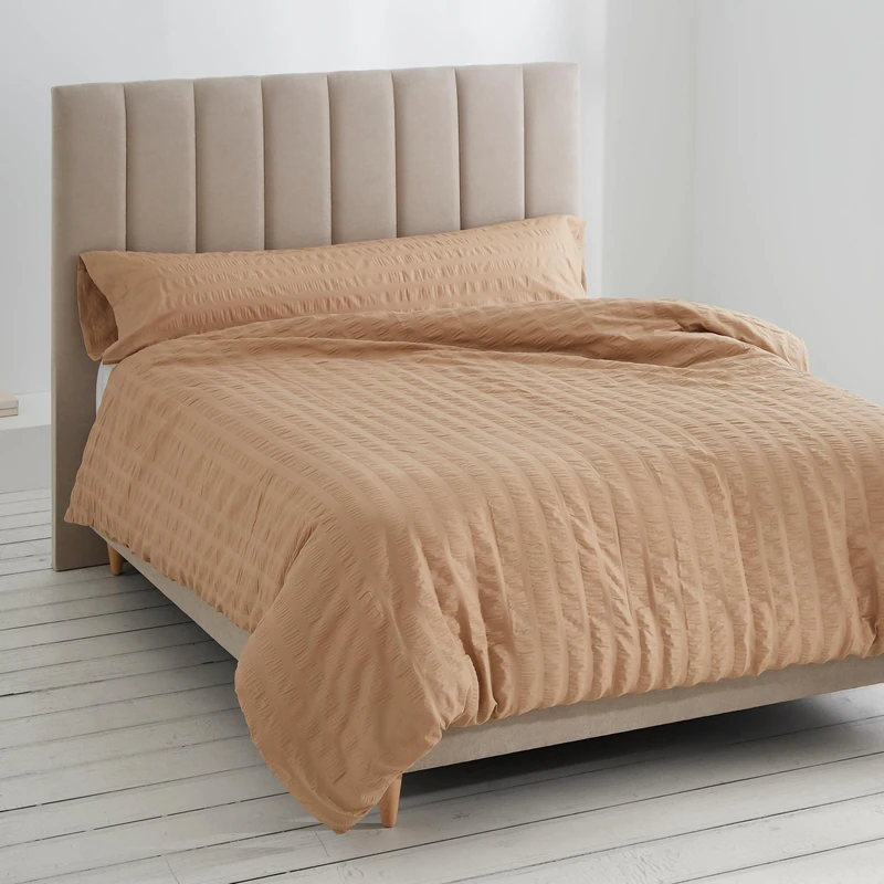 Dúo de funda nórdica Amán Color arena - Cama de 150 (2 alm) cm. - Estilo seersucker