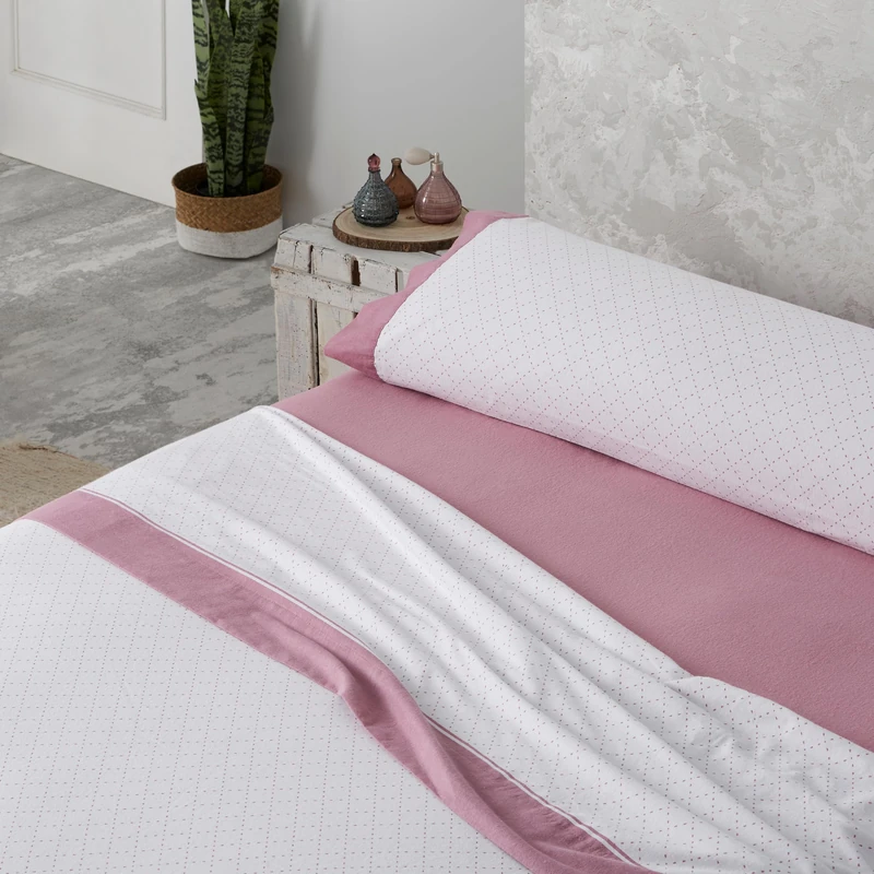 AlexandreHouse Juego de sábanas franela Eira colour cuarzo. Cama de 105 cm. 3 pieces