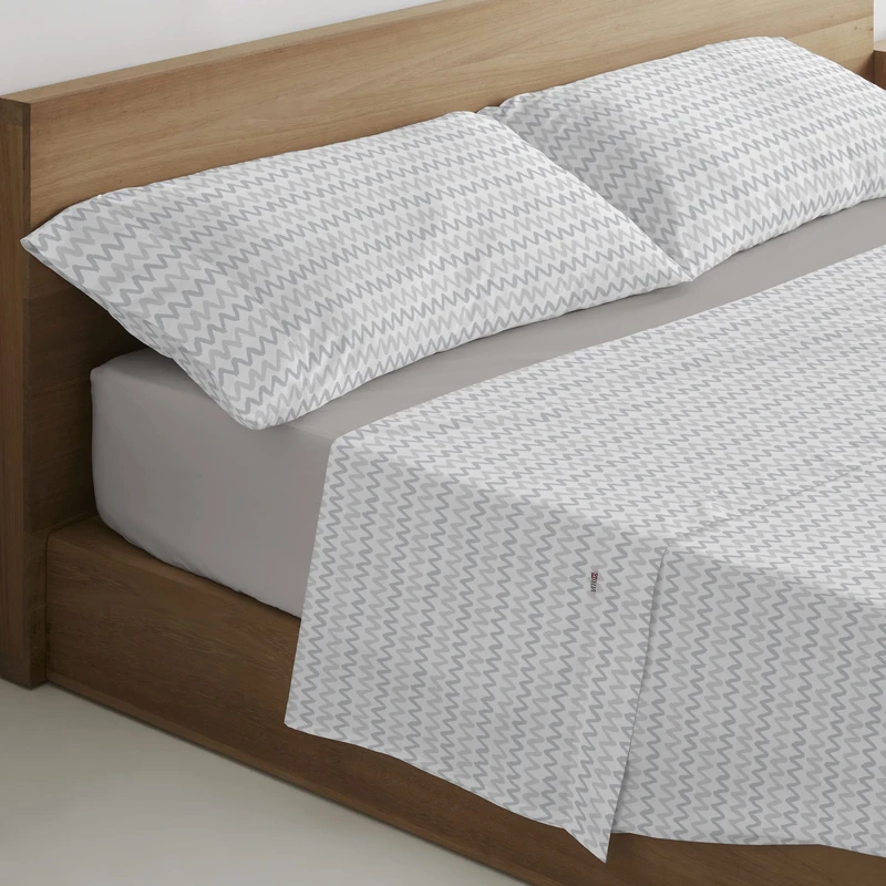 AlexandreHouse Juego de sábanas Cloe colour gris. Cama de 150 (2 alm) cm. 4 pieces