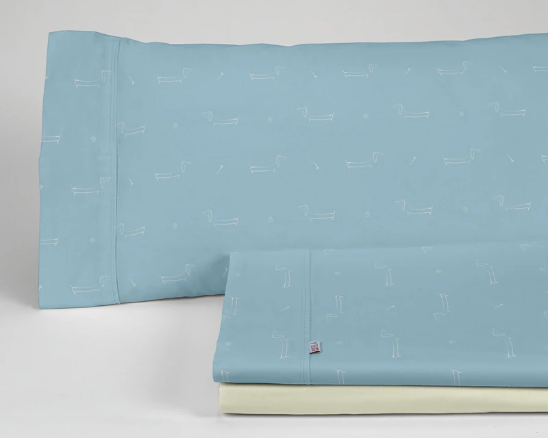 AlexandreHouse Juego de sábanas Cuca colour azul. Cama de 200 cm. 4 pieces