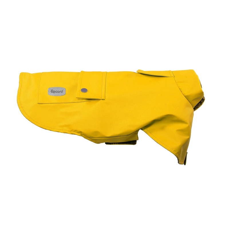 Record - Paddington Dog Raincoat - Faux Leather with Leash Hole - Adjustable Closure, Elastic Back Legs and Extra Neck Protection | Yellow, 4XL