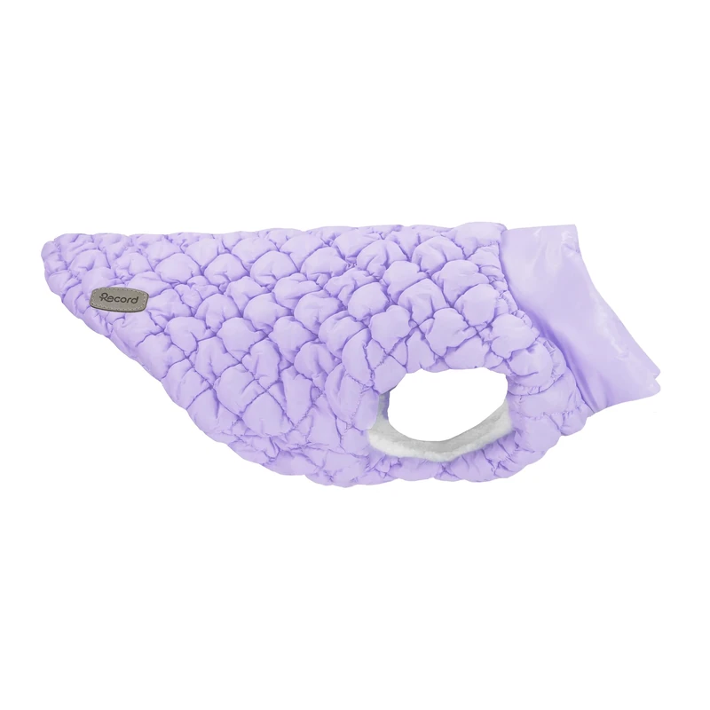 Record - Cloud Dog Coat with Stylish Design and Embossed Effect, Leash Hole, Velcro Closure for Quick Fit and Elastic Back Legs | Lilac, L
