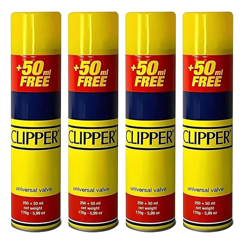 Luxtrous Genuine Clipper Gas, Suitable for Universal Canisters, Lighters, Torches and Camping Stoves, 300ml (Pack of 4)