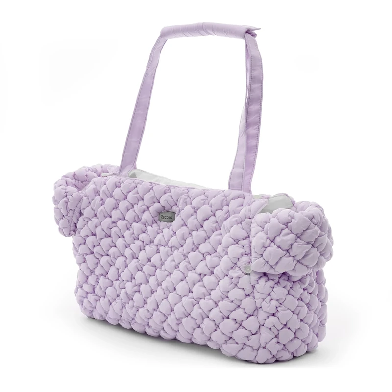 Record - Cloud Bag for Dogs and Cats with Embossed Look | Dog Transport Box with Padded Carry Handle for Comfort and Removable Base | Purple, 37 x 19 x 26 cm