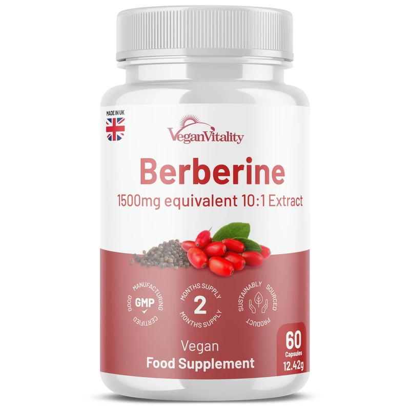 Berberine High Strength 1500mg - Berberine Supplement with Black Pepper, 60 Capsules 2 Months Supply - Weight Management, Clean Berberine British Supplements (60 Capsules)