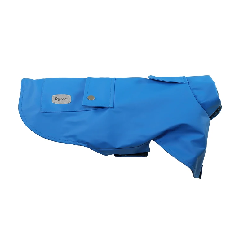 Record - Paddington Dog Raincoat - Faux Leather with Leash Hole - Adjustable Closure, Elastic Back Legs and Extra Neck Protection | Blue, 4XL - Image 1