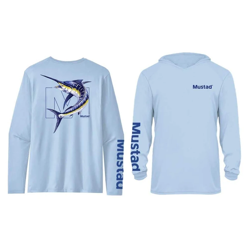 Marlin Longsleeve UV w/Hood-Repreve+Spandex-Light Blue - Image 1