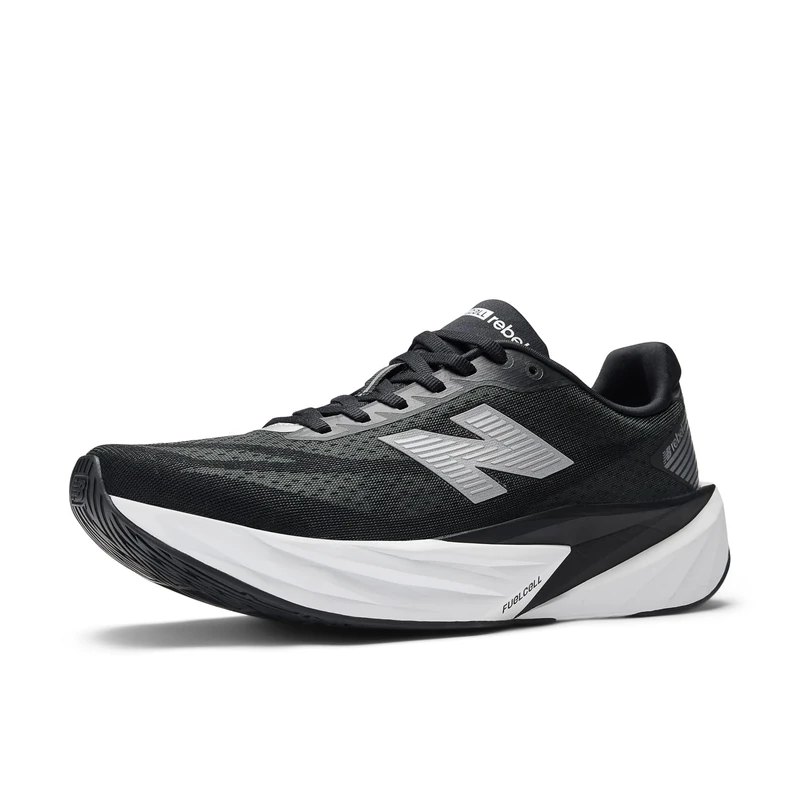 New Balance Men's FuelCell Rebel v5 Running Shoes, Black/Silver Metallic/White, 8.5/M
