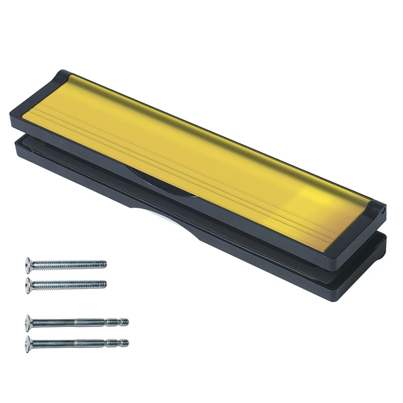 Keypak 10.62" (27cm) Door Letterbox – Fits 20–40mm Doors, Adjustable Letter Box for UPVC Composite Timber Doors, Anti-Snap Flap, Internal Draught Excluder (Black/Polished Gold)