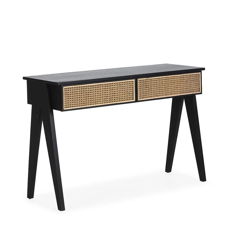 AlexandreHouse Console 120 x 40 x 80 cm Madera Black/Natural RATAN
