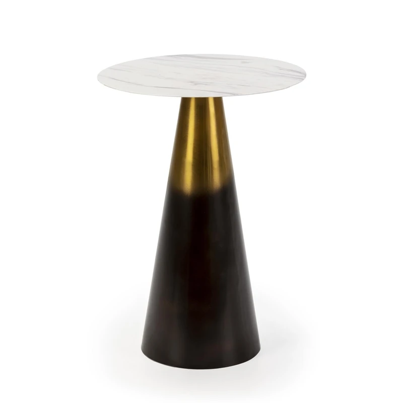 Mesa Auxiliar 40 x 40 x 58 cm Marble Artifical Blanco/Metal Dorado/Black